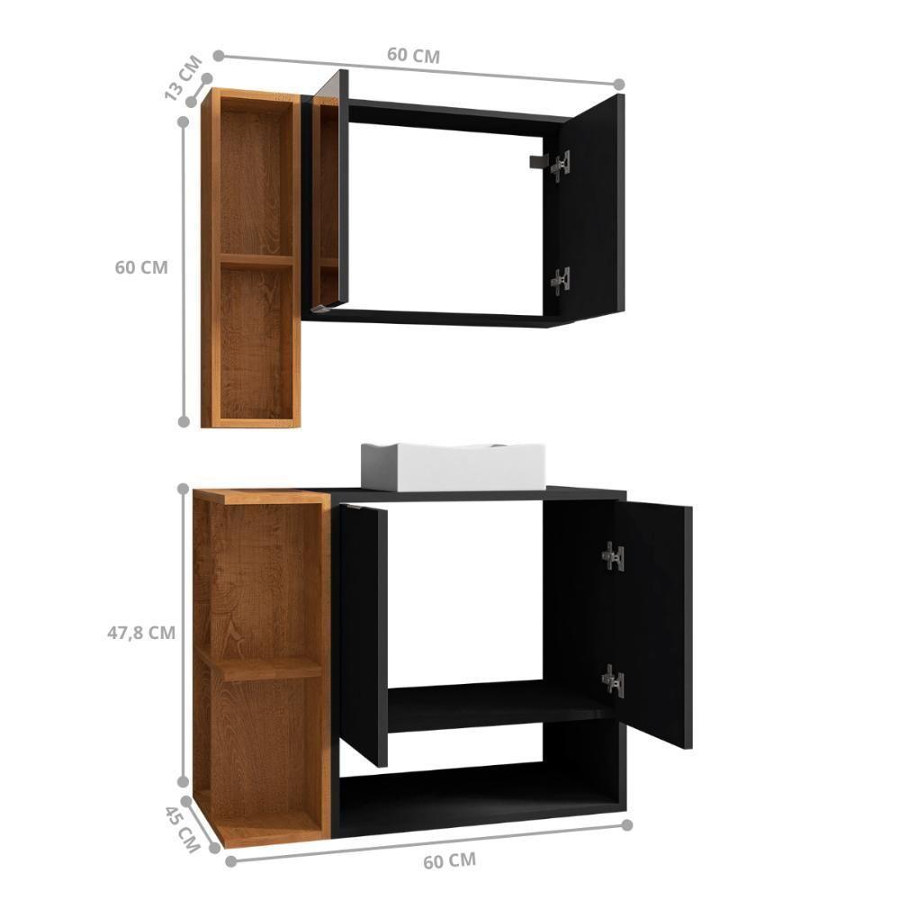 Conjunto Banheiro Catalina Preto Fosco Naturalle - 3