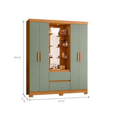 Guarda Roupa Casal Olivia 4 Portas 2 Gavetas Cinamomo-Salvia MDP Casa H