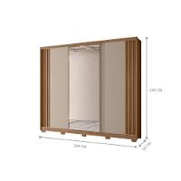 Guarda Roupa 3 Portas Fresado Espelhado Lazio Carvalho Fendi - 3