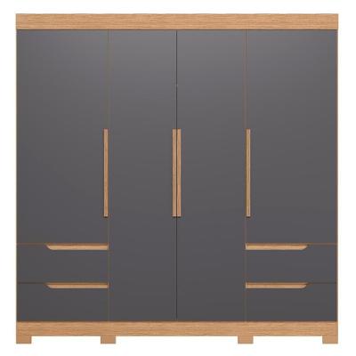Guarda Roupa França 4 Portas 4 Gavetas Freijó-Titanium MDP Casah