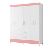 Guarda Roupa 6 Portas Cancun Branco Rosa - 2