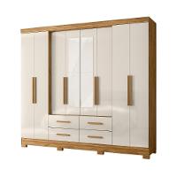 Guarda Roupa 8 Portas Com Espelho Chicago Freijo Off White - 2