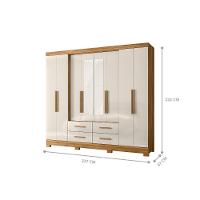 Guarda Roupa 8 Portas Com Espelho Chicago Freijo Off White - 3