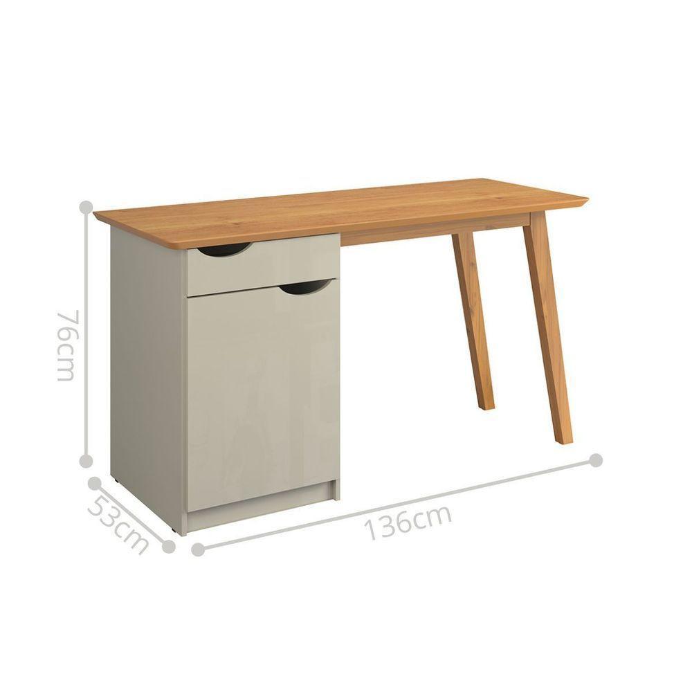 Escrivaninha 1 Porta 1 Gaveta Buri Off White Cinamomo - 4