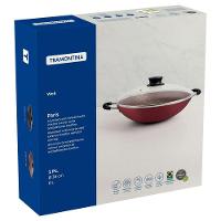 Wok Tramontina Paris Em Alumínio Antiaderente Vermelho Com Tampa De Vidro 36 Cm 6,0 L - 4