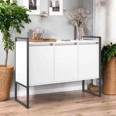 Buffet Sala De Estar 3 Portas Berlim - Branco E Preto Branco E Preto