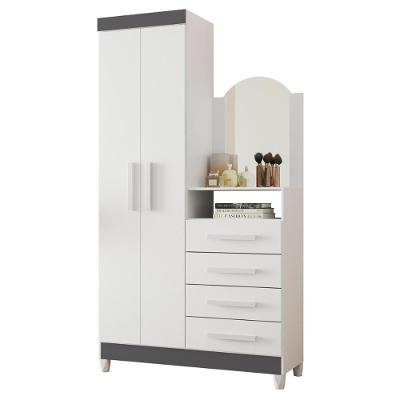 Guarda Roupa Georgia Titanium 2 Portas 4 Gavetas Titanium MDP-MDF com Espelho