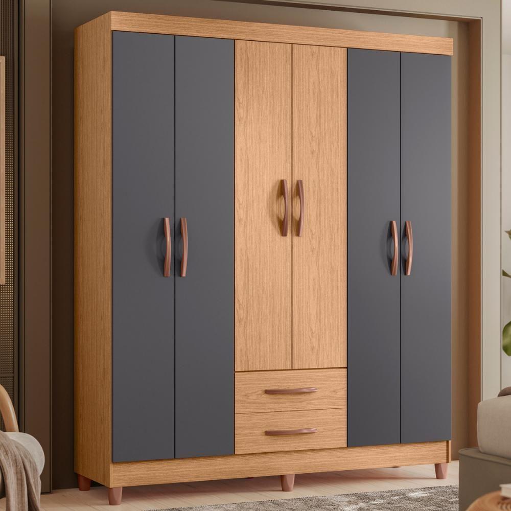 Conjunto Guarda Roupa E Cômoda Barcelos Freijó Titanium - 1