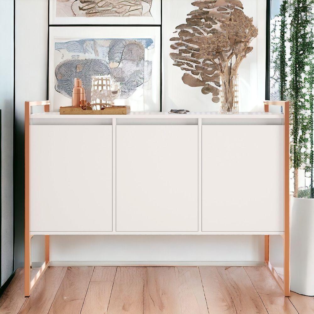 Buffet Aparador Industrial 3 Portas Porto - Branco Cobre Branco Cobre - 1