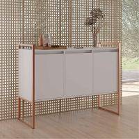 Buffet Aparador Industrial 3 Portas Porto - Branco Cobre Branco Cobre - 5