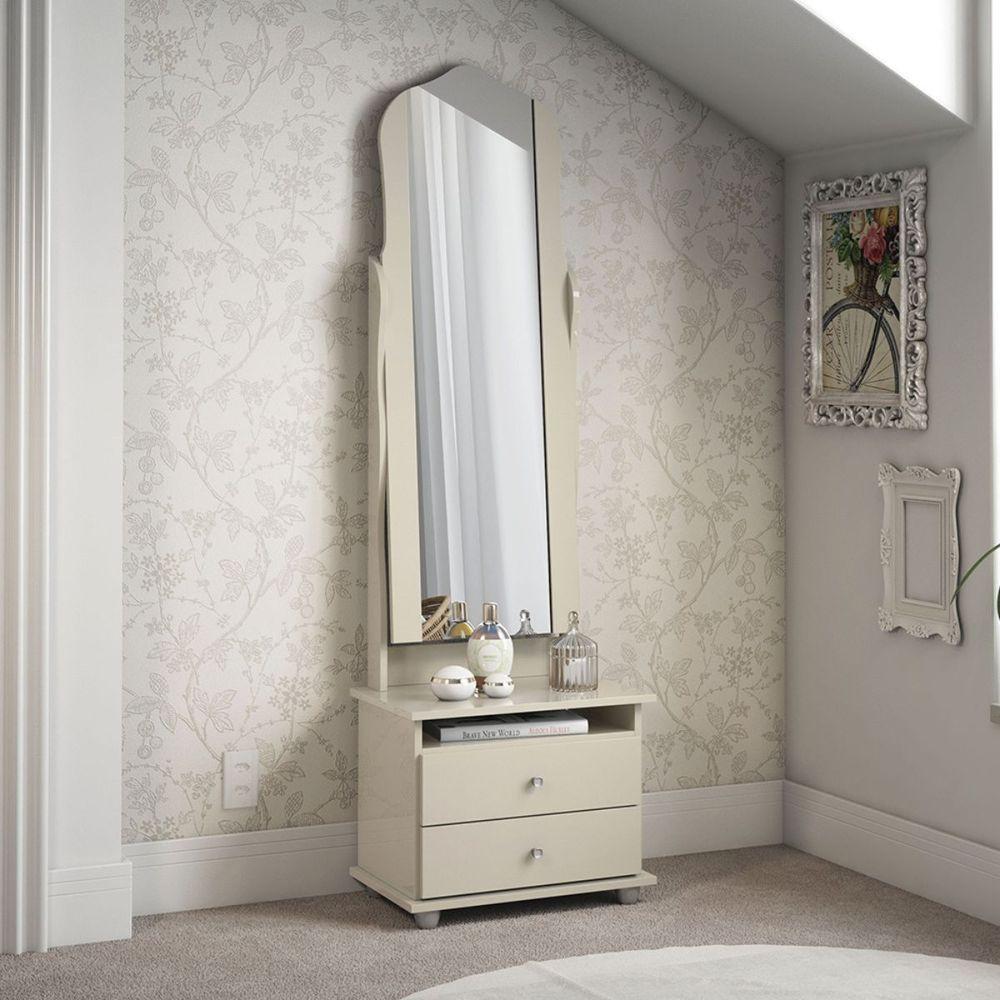 Toucador Com 2 Gavetas Espelho Delta Off White - 1