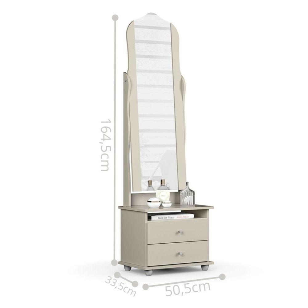 Toucador Com 2 Gavetas Espelho Delta Off White - 3