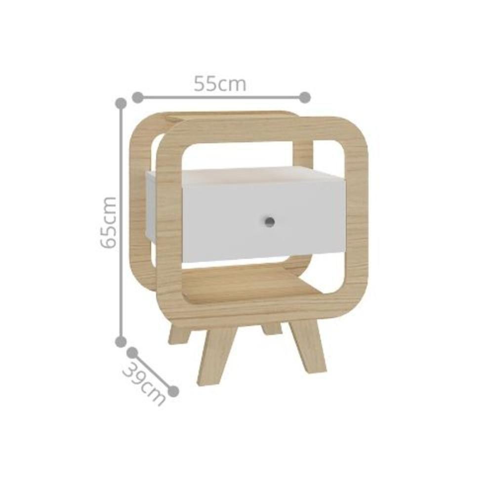 Mesa De Apoio Lyon Com Entrada Usb Nature Branco - 3