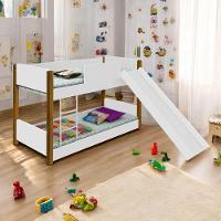 Beliche Infantil Escorregador E Colchão Noemi Branco E Mel - 1