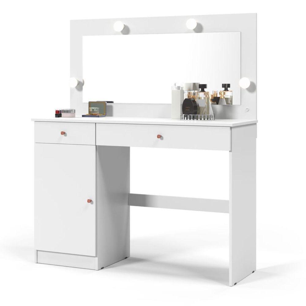 Penteadeira Camarim 2 Gavetas 1 Porta Lara Branco Acetinado - 2