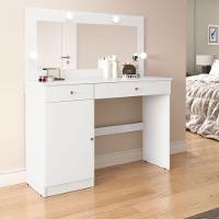 Penteadeira Camarim 2 Gavetas 1 Porta Lara Branco Acetinado - 1