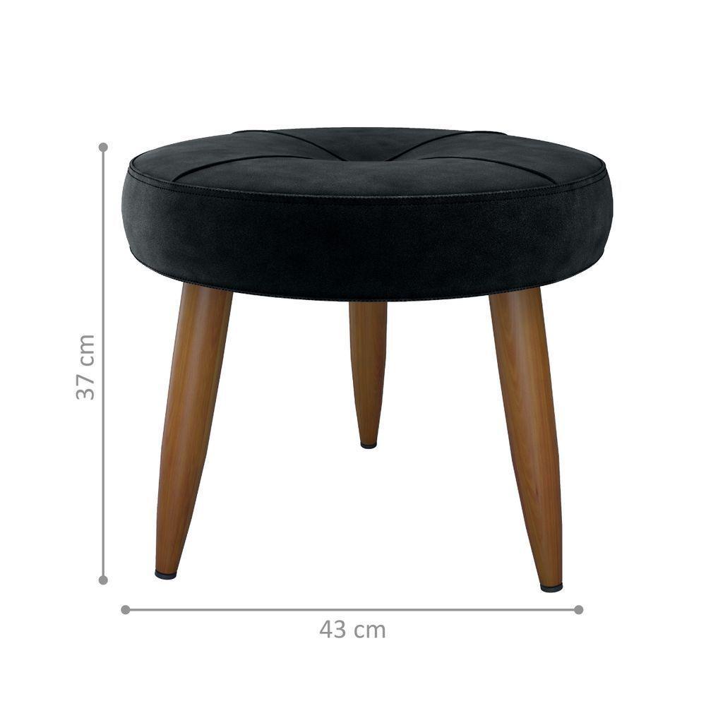 Puff Redondo Para Sala Davi Veludo Preto - 2