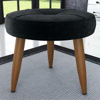 Puff Redondo Para Sala Davi Veludo Preto - 1