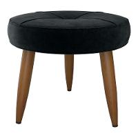 Puff Redondo Para Sala Davi Veludo Preto - 3