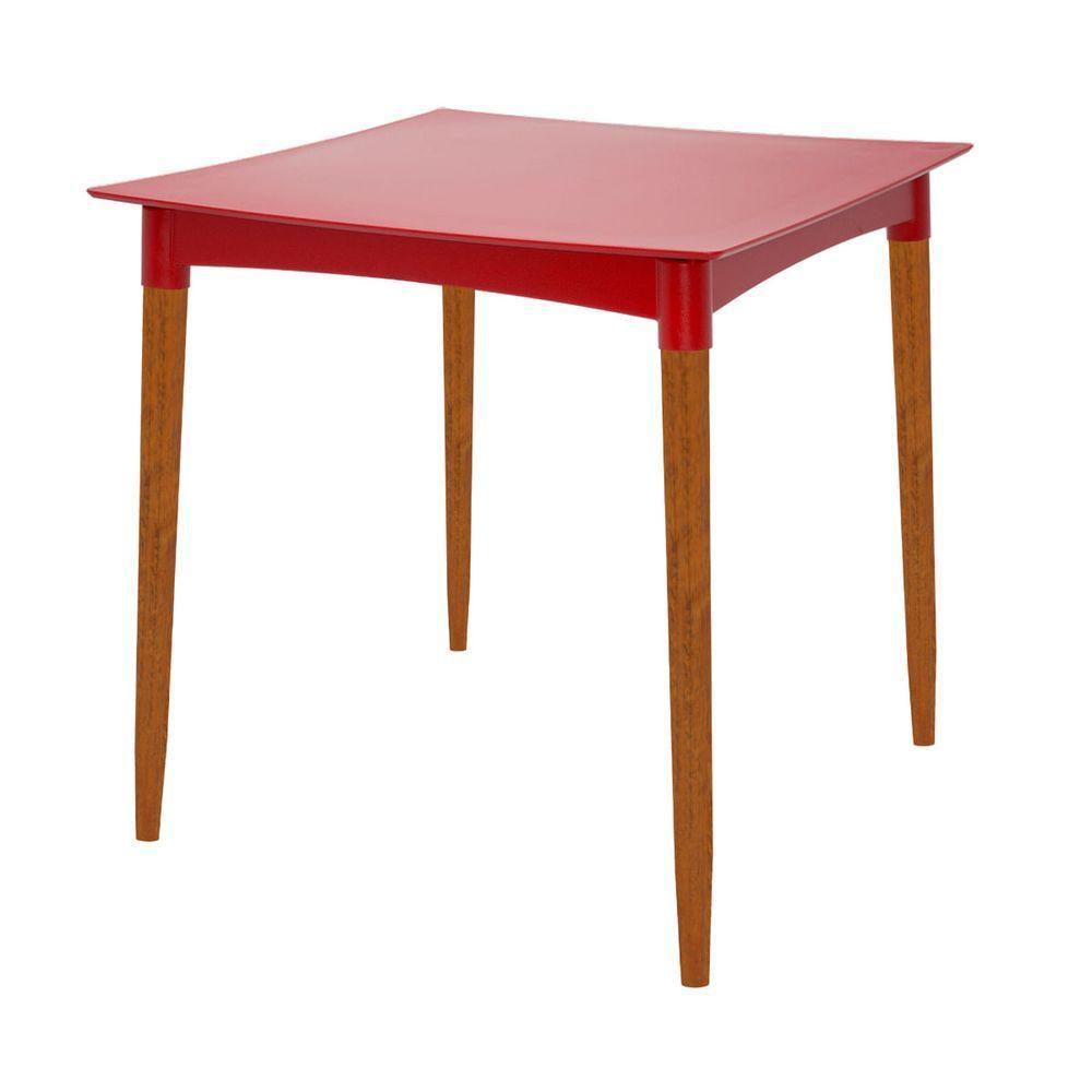 Mesa Tramontina Diana Em Polipropileno Vermelho 70cm Pernas De Madeira - 1