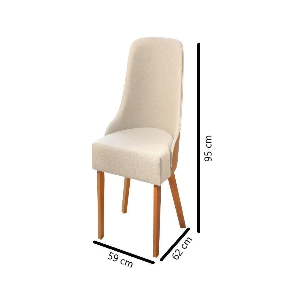 Conjunto Mesa De Jantar Caribe Laminado 1,35m Com 4 Cadeira Beatriz Couro Caramelo E Linho Bege - 5