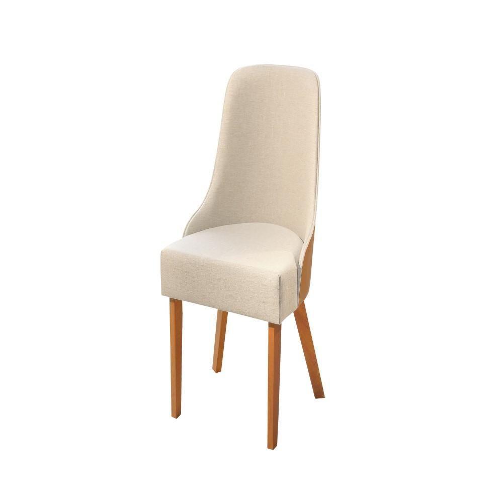 Conjunto Mesa De Jantar Caribe Laminado 1,35m Com 4 Cadeira Beatriz Couro Caramelo E Linho Bege - 6
