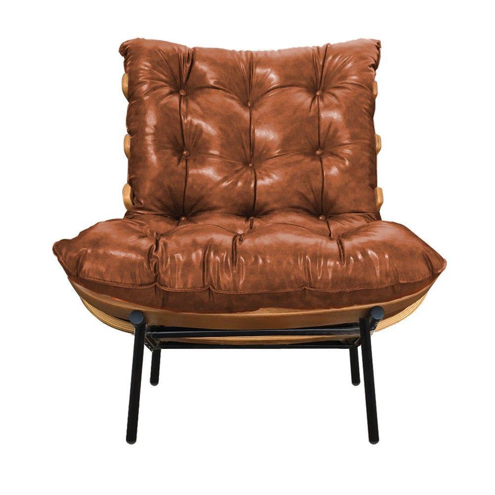 Kit 02 Poltronas Costela Corano Base de Metal D´rossi Nozes - 4