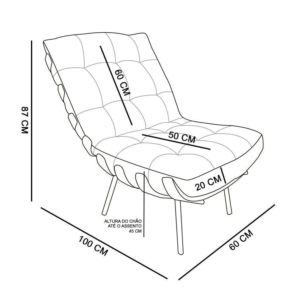 Kit 02 Poltronas Costela Corano Base de Metal D´rossi Nozes - 6