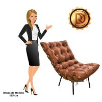 Kit 02 Poltronas Costela Corano Base de Metal D´rossi Nozes - 5