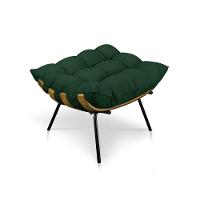 Kit Poltrona e Puff Costela Suede Base Metal Drossi Verde