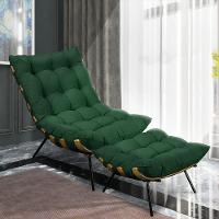 Kit Poltrona e Puff Costela Suede Base Metal Drossi Verde - 8