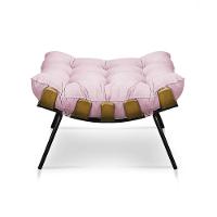 Kit Poltrona e Puff Costela Suede Base Metal Rosa Bebê - 6