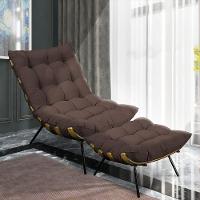 Kit Poltrona e Puff Costela Suede Base Metal Drossi Marrom - 10