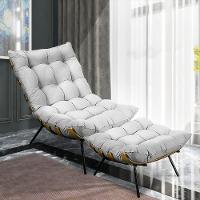 Kit Poltrona e Puff Costela Suede Base Metal Drossi Cinza - 9