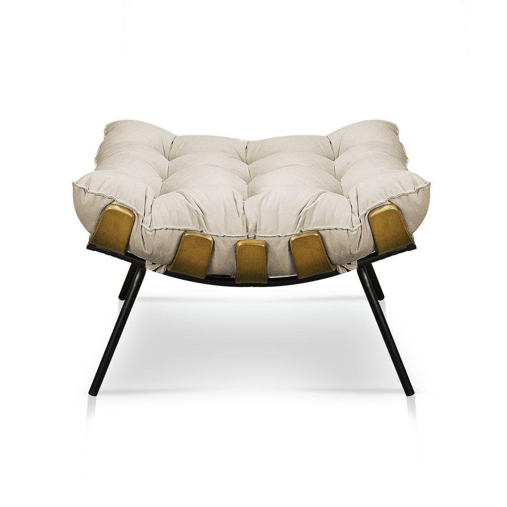 Kit Poltrona e Puff Costela Suede Base Metal Drossi Bege - 7