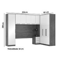 Quarto Casal Modulado Irlanda 6 Peças (3 Armários + 1 Ponte Aérea + 2 Complementos) Qcm163 Amendola-branco - Demóbile - 6
