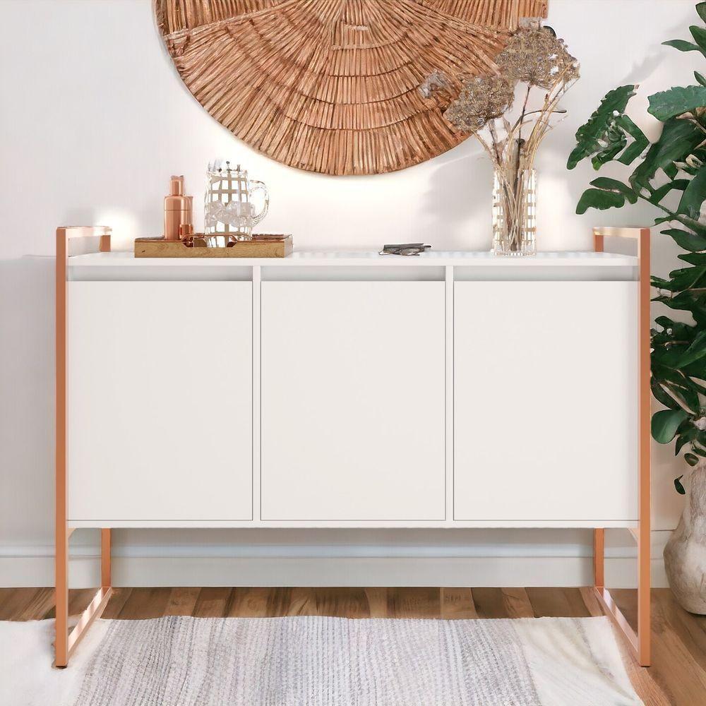 Buffet Sala De Estar 3 Portas Berlim - Branco Cobre Branco Cobre - 1