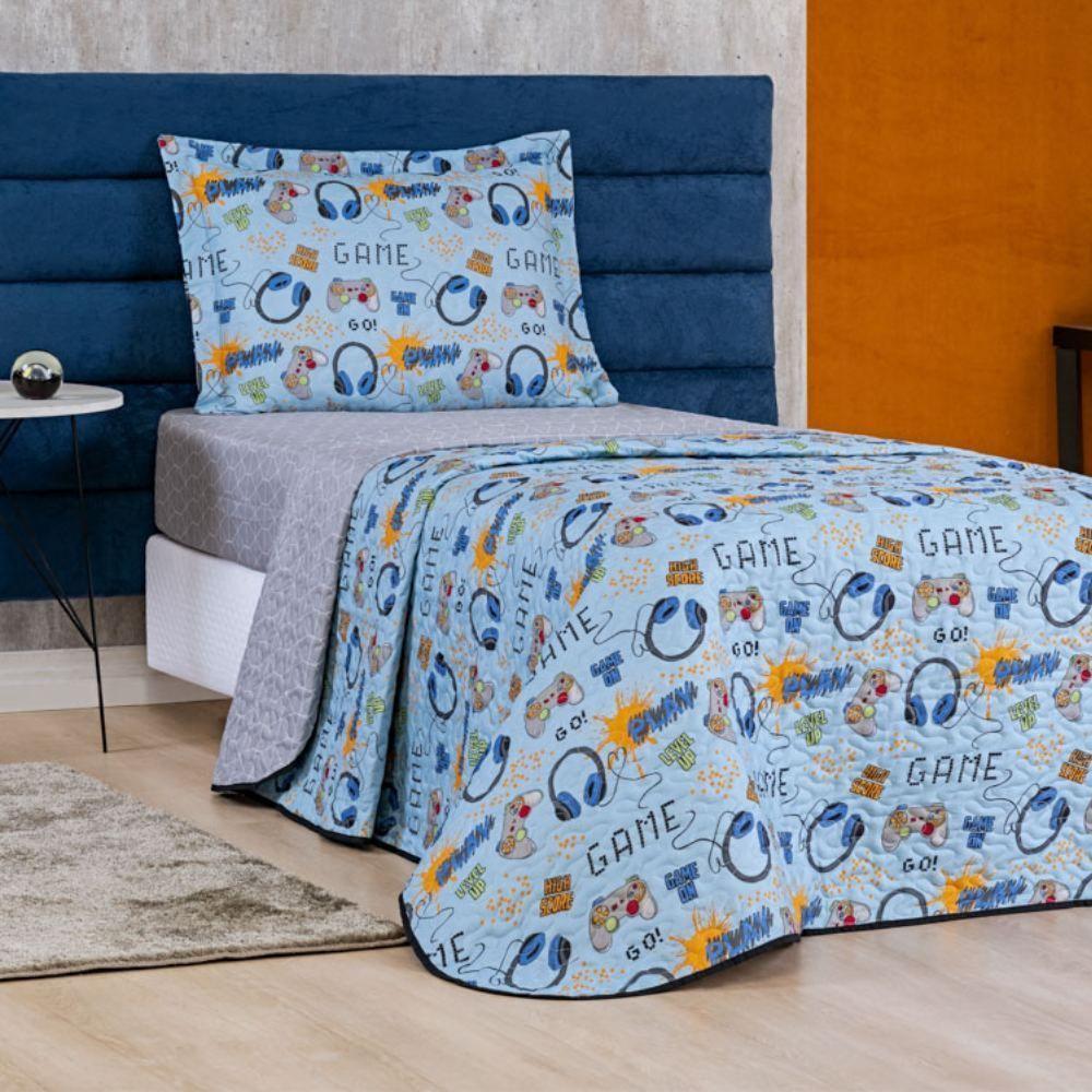 Colcha Solteiro Bouti Kids Dupla Face Estampado 2 Peças Game - 2