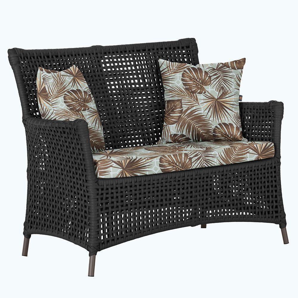 1 Sofá Área Externa Igapó Alumínio Marrom Corda Náutica E6 Preto - 1