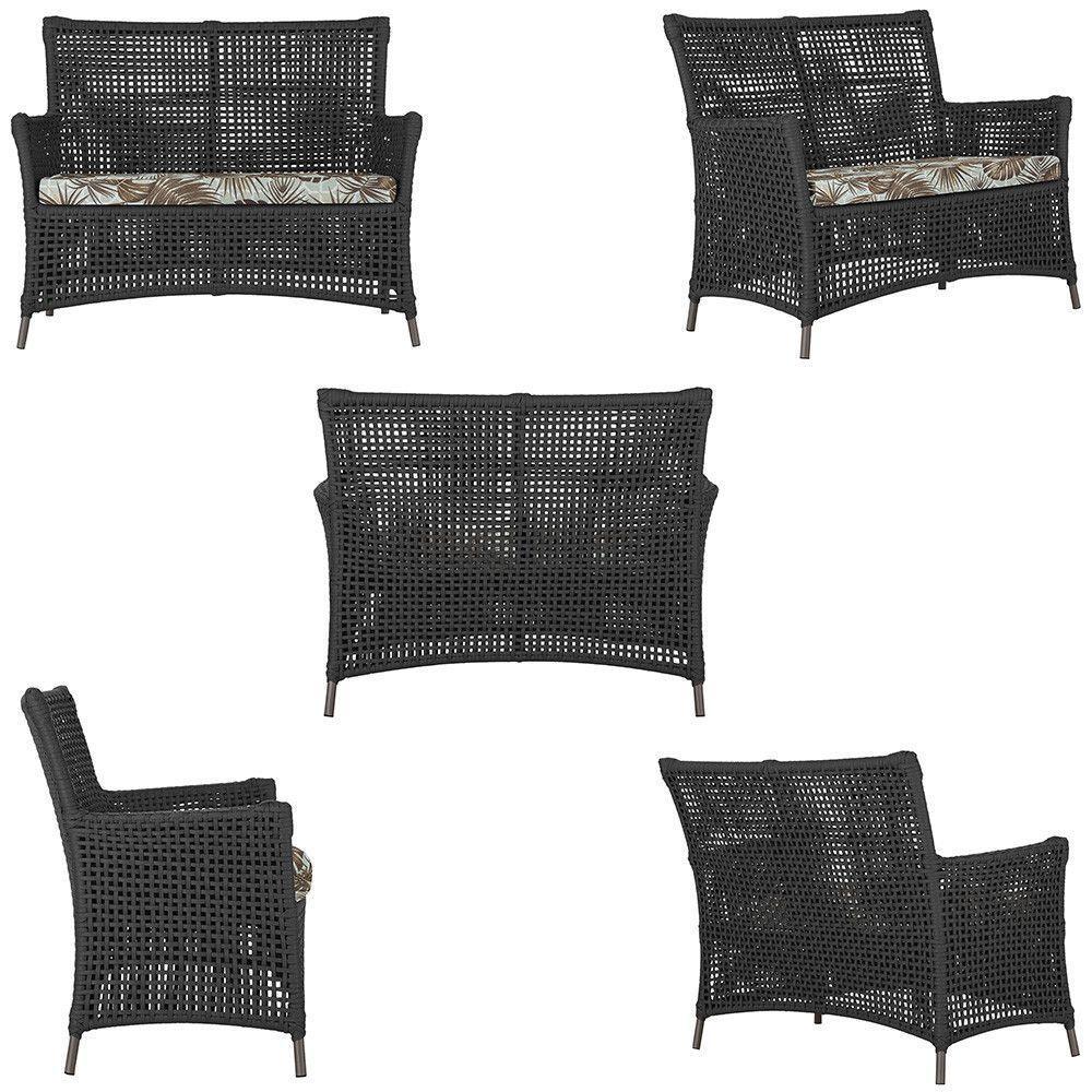 1 Sofá Área Externa Igapó Alumínio Marrom Corda Náutica E6 Preto - 4