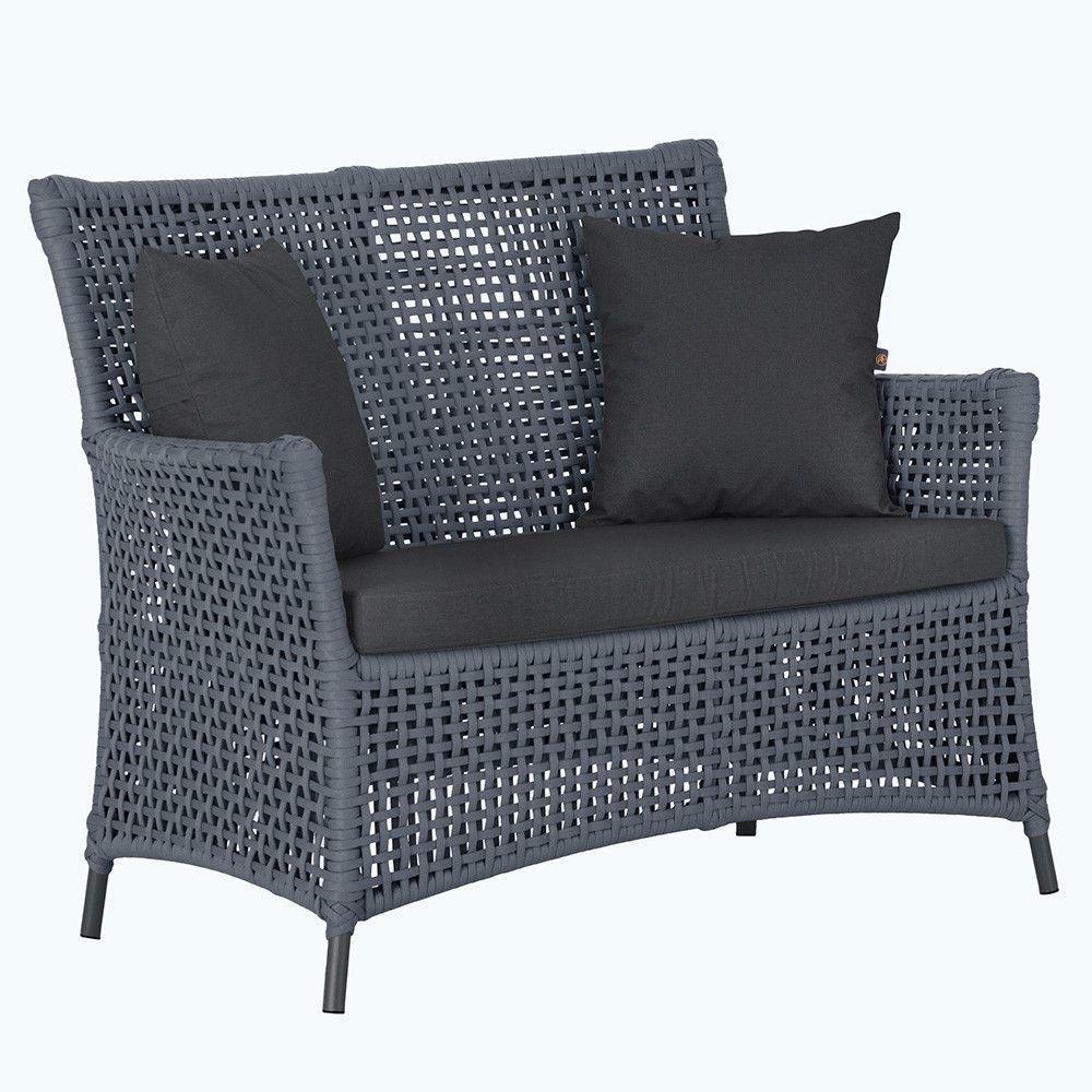 1 Sofá Área Externa Igapó Alumínio Preta Corda Náutica E11 Prata - 1