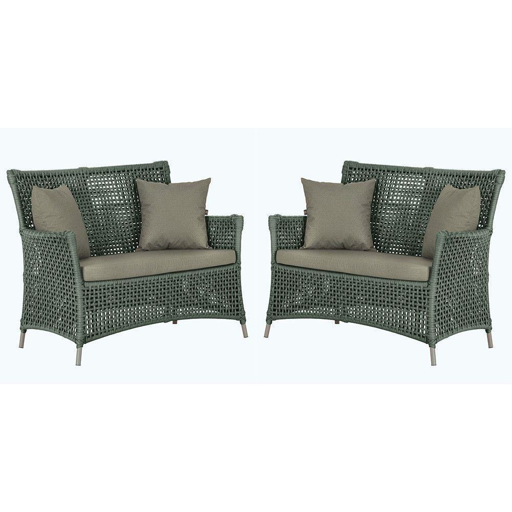 2 Sofás Área Externa Igapó Alumínio Fendi Corda Náutica E8 Verde - 1