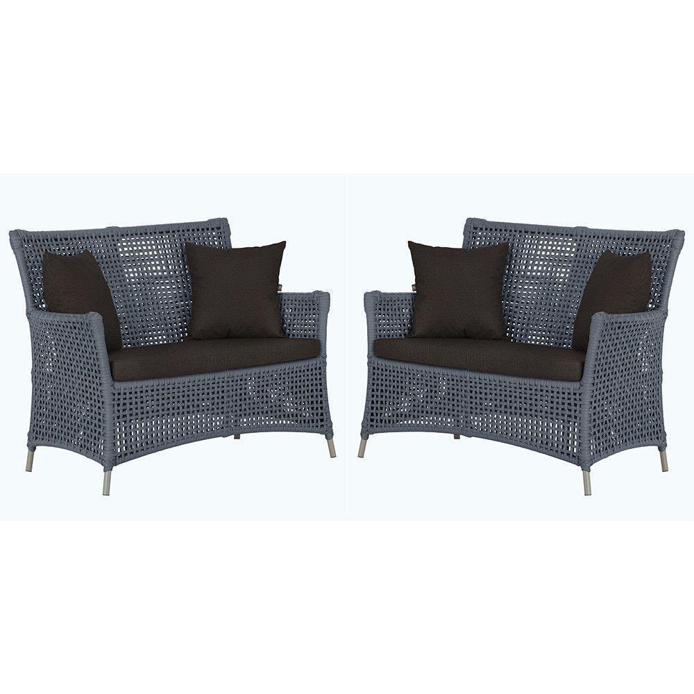 2 Sofás Área Externa Igapó Alumínio Fendi Corda Náutica E9 Prata - 1