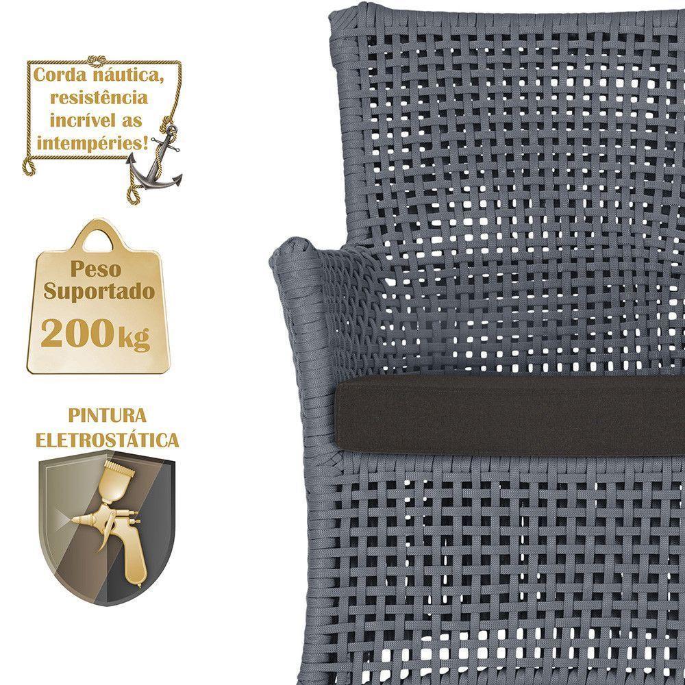 2 Sofás Área Externa Igapó Alumínio Fendi Corda Náutica E9 Prata - 3