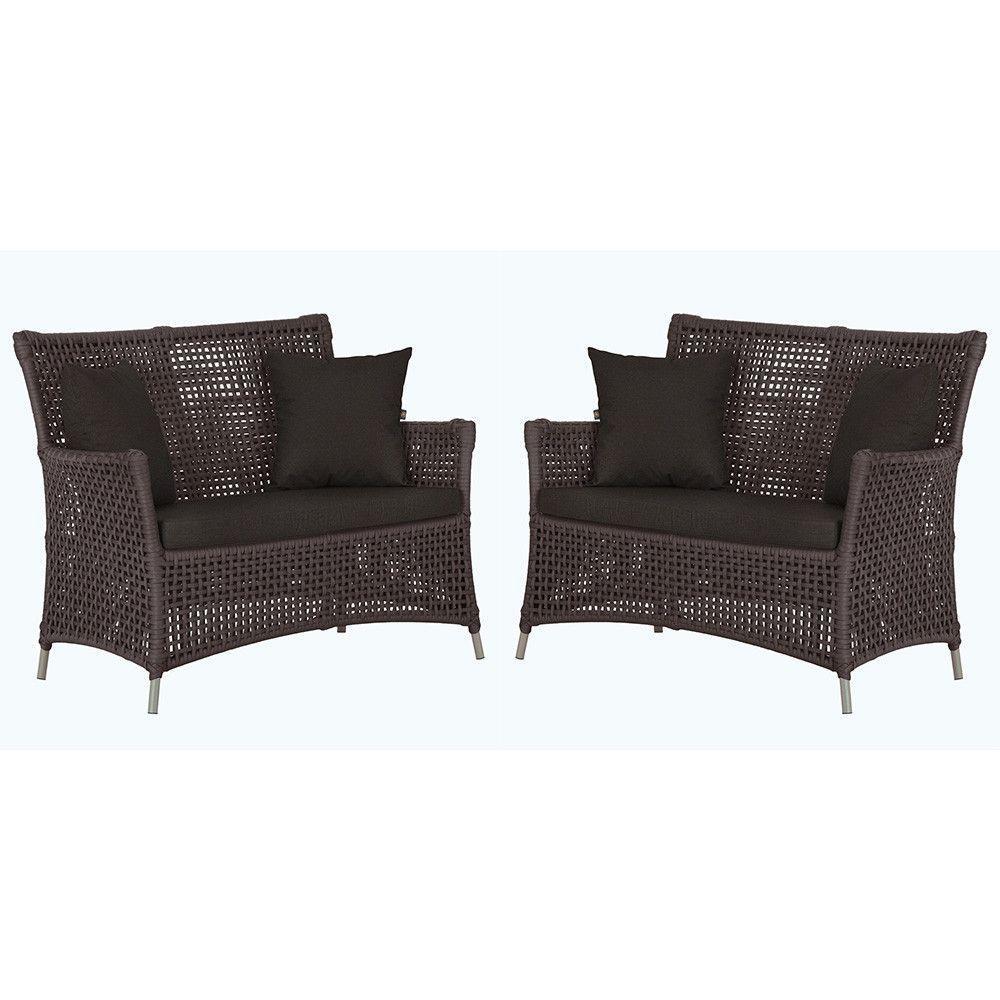 2 Sofás Área Externa Igapó Alumínio Fendi Corda Náutica E9 Marrom - 1