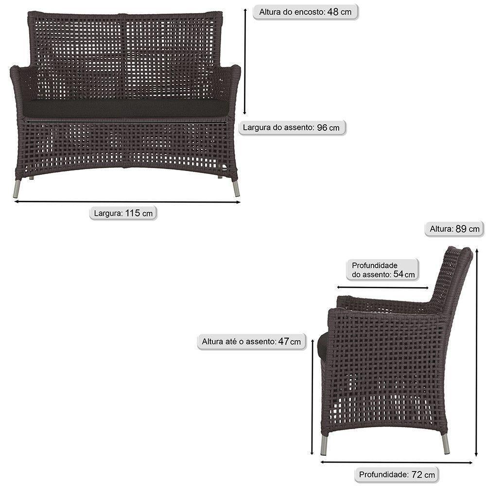 2 Sofás Área Externa Igapó Alumínio Fendi Corda Náutica E9 Marrom - 8