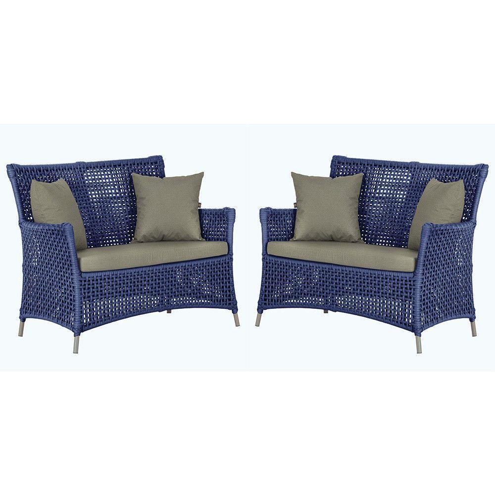 2 Sofás Área Externa Igapó Alumínio Fendi Corda Náutica E8 Azul - 1