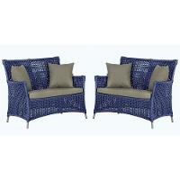 2 Sofás Área Externa Igapó Alumínio Fendi Corda Náutica E8 Azul - 1