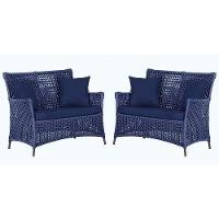 2 Sofás Área Externa Igapó Alumínio Marrom Corda Náutica E10 Azul