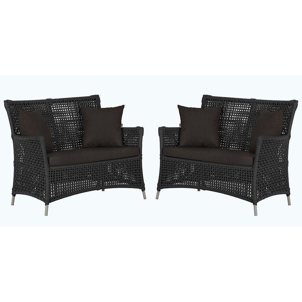 2 Sofás Área Externa Igapó Alumínio Fendi Corda Náutica E9 Preto - 5